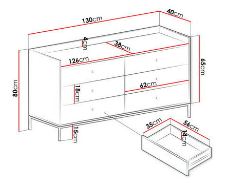 Komoda Tezarta 6SZ (černá)