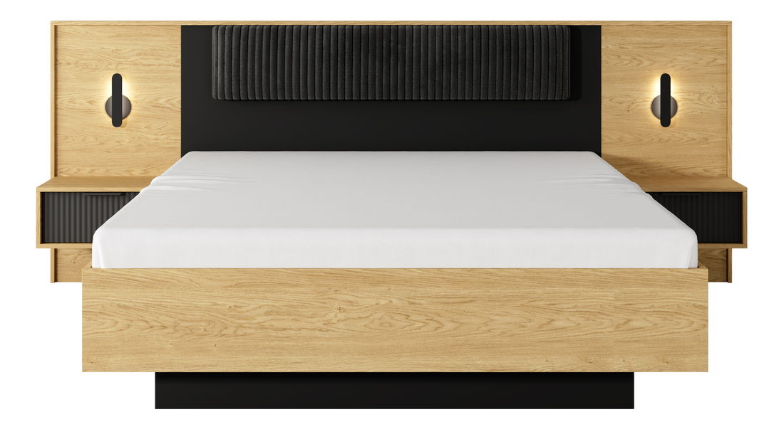 Set 2 ks nočních stolků Balneo (dub baltic + černá)