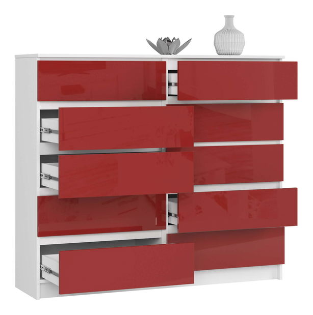 Komoda Keanu V (červená lesklá)