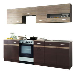 Kuchyně Lenna 240 cm dub sonoma tmavá + dub sonoma světlá