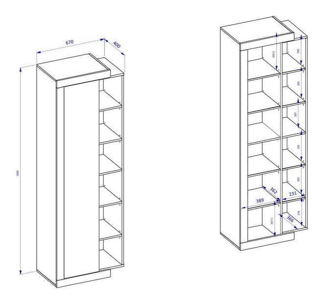 Regál Sophia Typ 05 (dub samdal + bílá + lesk bílý) *výprodej