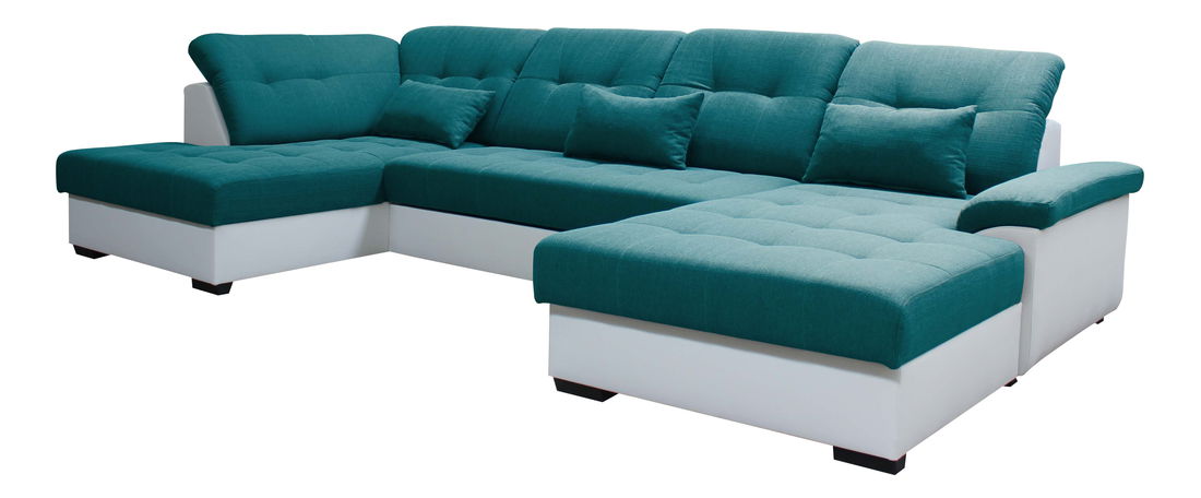 Rohová sedací souprava U Milton LB+2F+L (tyrkysová + bílá) (P)