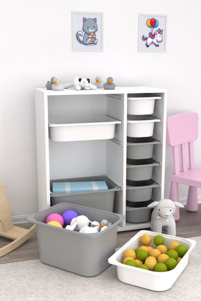 Organizér na hračky Dremonka 10 (bílá + šedá)