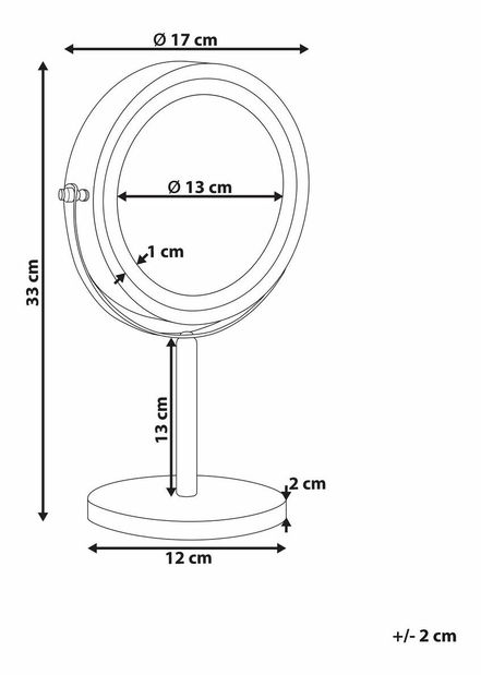 Makeup zrcadlo ø 17 cm Tucha (černá)
