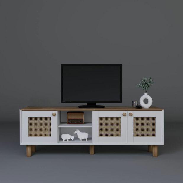 TV skříňka Bohema (bílá + ořech)