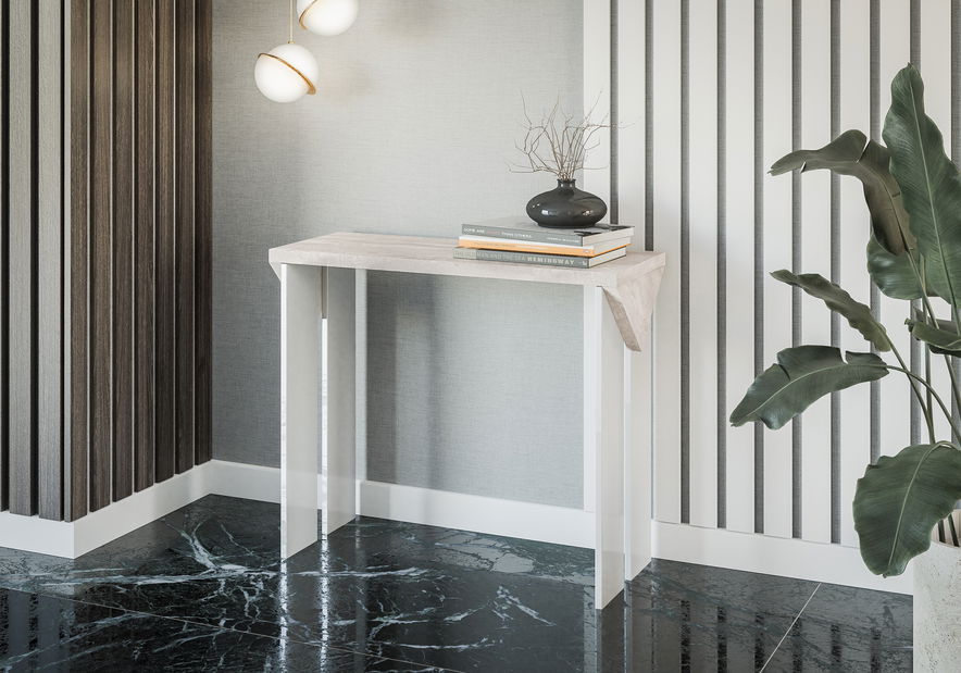 Konzolový stolek Tarni (světle šedá + lesk bílý)
