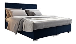 Manželská postel 140 cm Harlan (modrá) (s roštem, matrací a úl. prostorem)