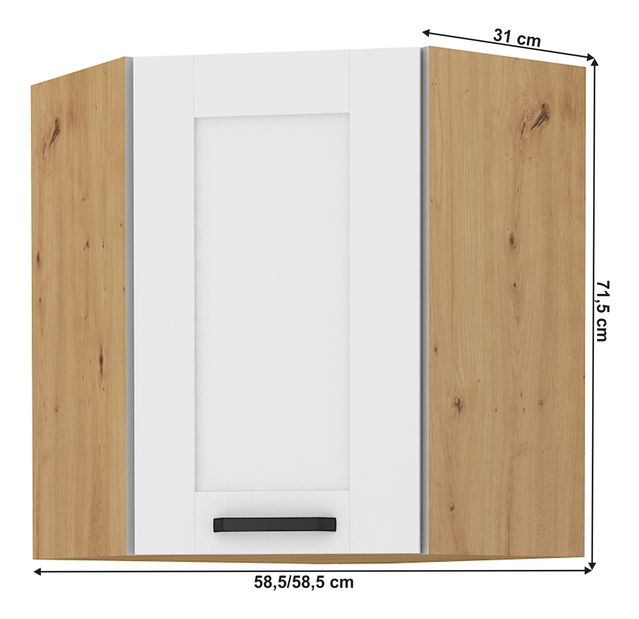 Horní rohová skříňka Lesana 2 (bílá + dub artisan) 58x58 GN-72 1F 