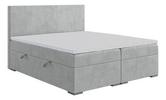 Boxspring postel 140 cm Lemmy (šedá) (s matrací a úl. prostorem)
