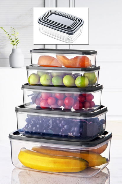 Sada úložných dóz na potraviny (5 ks.) Esterhazy 05 (průhledná)