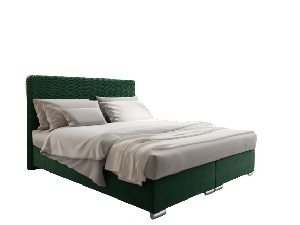 Manželská postel 140 cm Boxspring Penarth Comfort (tmavě zelená) (s roštem, matrací a úl. prostorem)