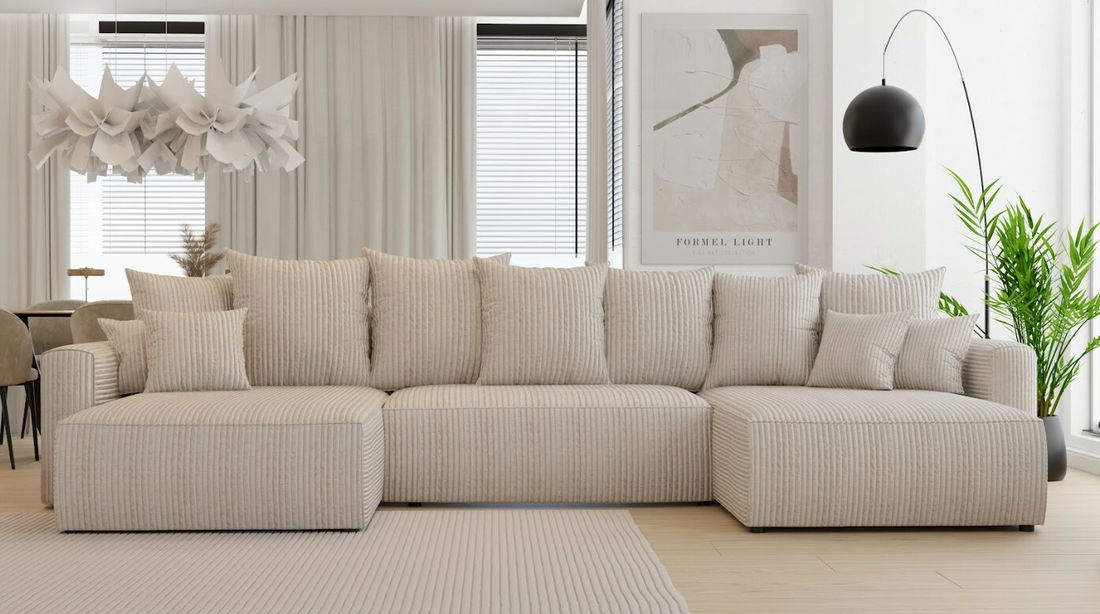 Rohová sedačka Napolia U (mléčná) (P)