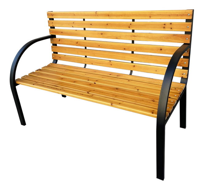 Zahradní lavička Dereck (černá + přírodní dřevo)