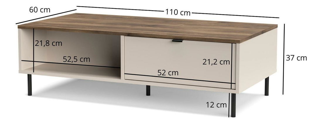 Konferenční stolek Eliminados (kašmír + dub castello)