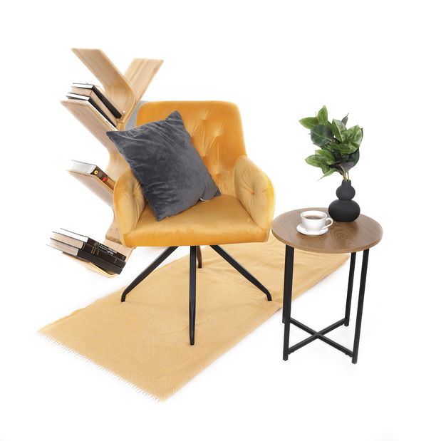 Designové otočné křeslo Vavien (hořčicová)