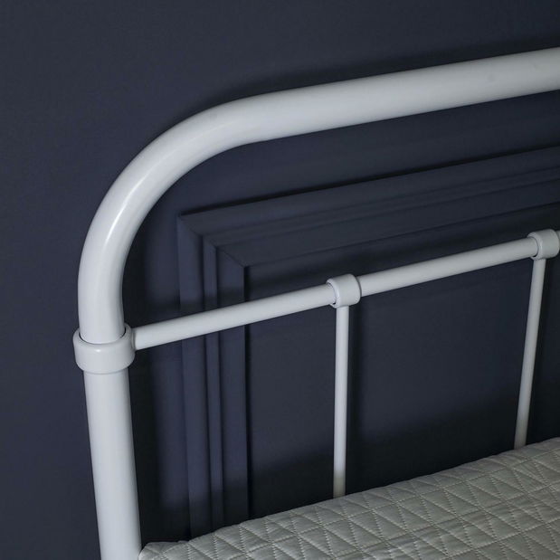 Kovová postel 90 cm Pavot (bílá) (s roštem)