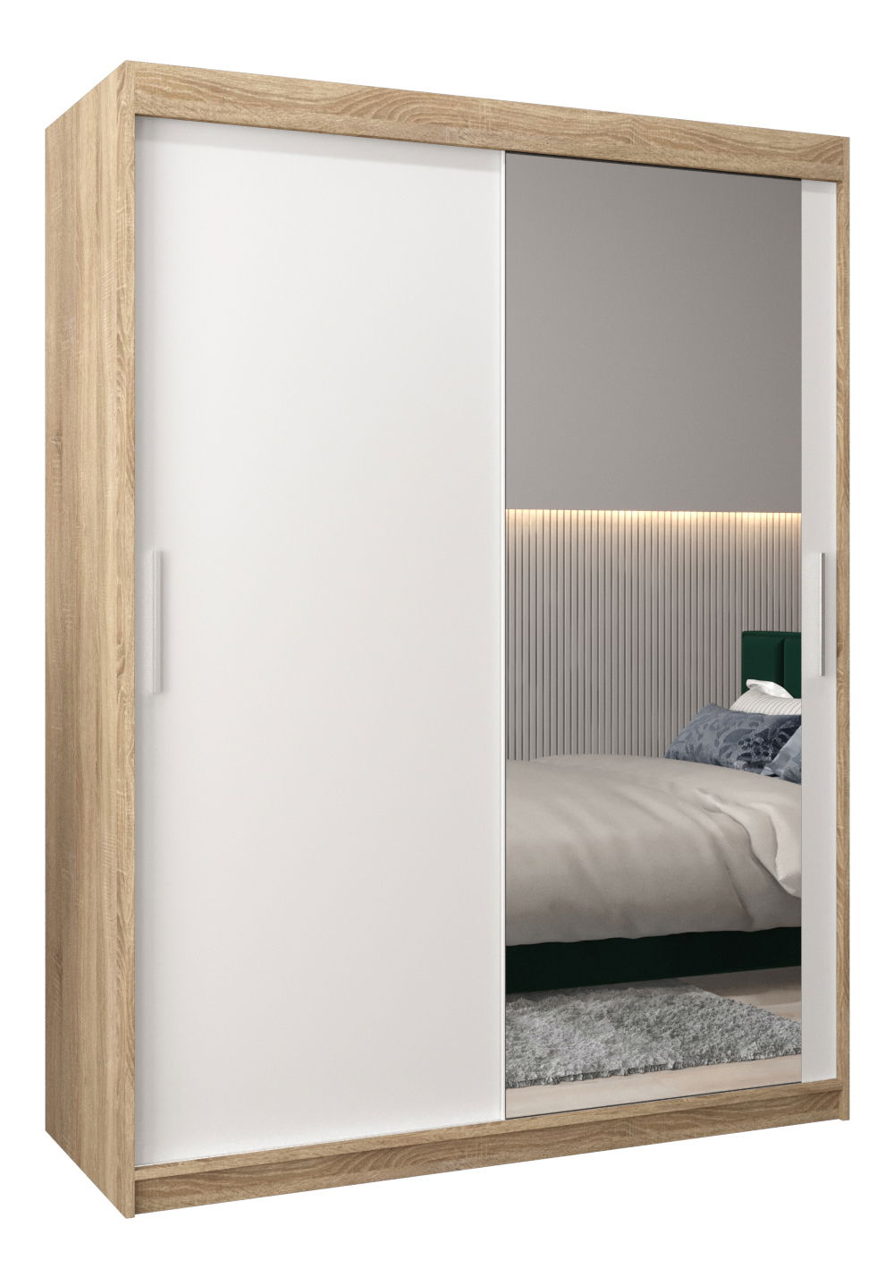 Šatní skříň 150 cm Toki 2 (Dub sonoma + Bílá matná)