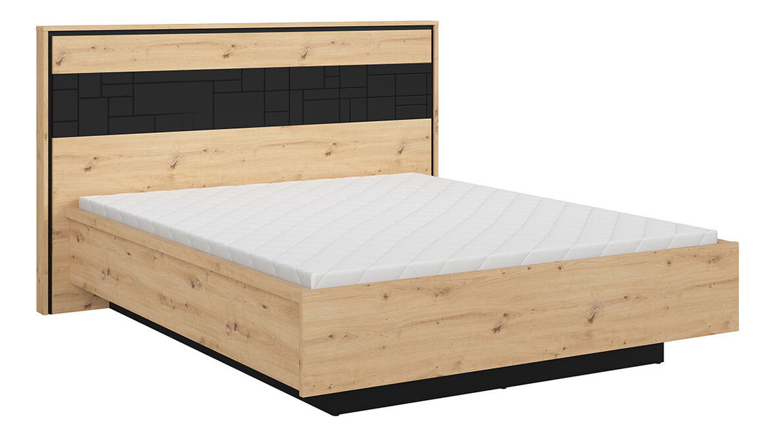 Manželská postel 160 cm BRW Pont LOZ/160 (s roštem) (dub artisan + černá matná)