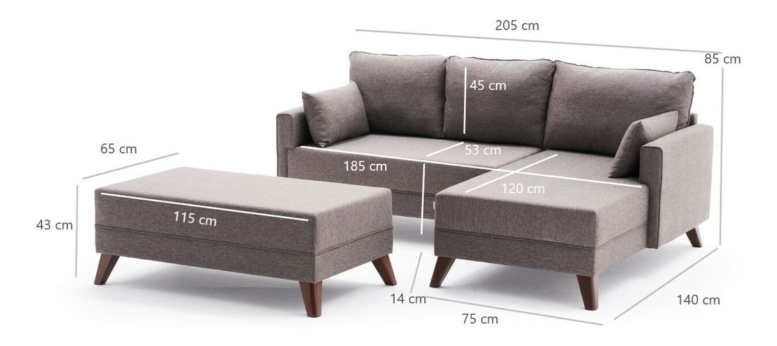 Rozkládací pohovka Bellina Mini Mini (hnědá) (P)