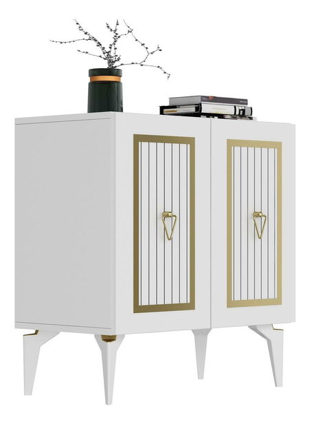 Skříňka Lideke 3 (bílá + zlatá)