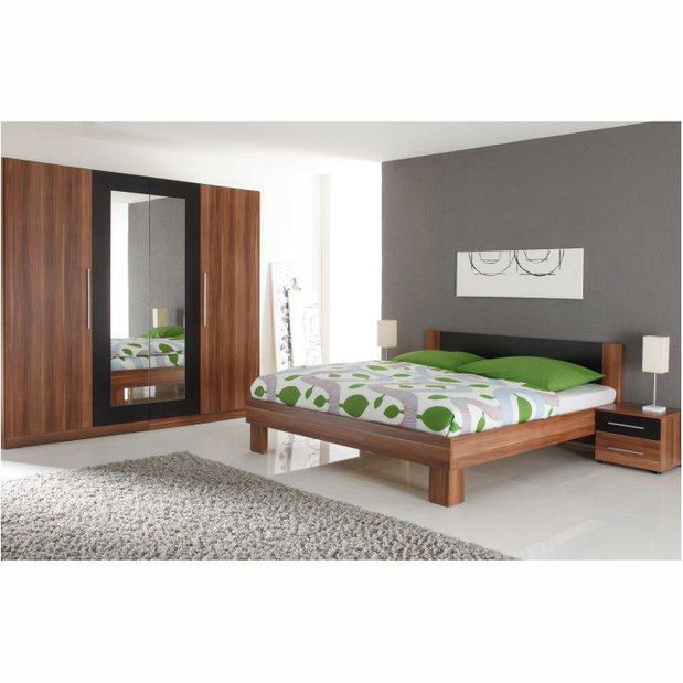 Manželská postel 180 cm + 2 noč. stolky Kami ořech