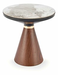 Konferenční stolek Gayle (mramor bílý + ořech + zlatá)