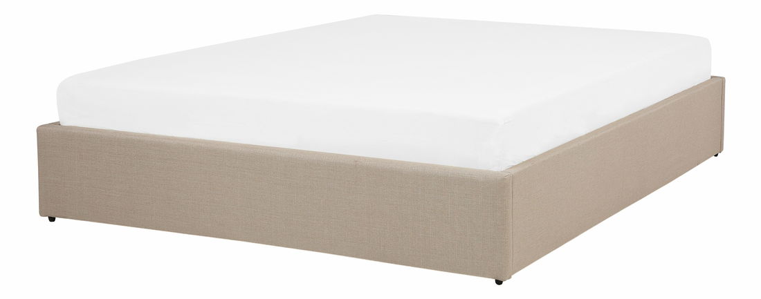 Manželská postel 140 cm DIJON (s roštem a úl. prostorem) (béžová)
