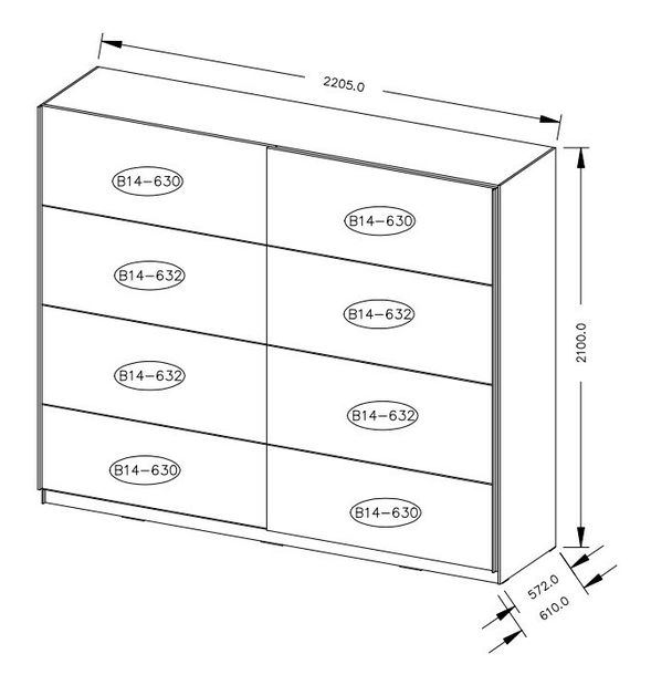 Šatní skříň Benson Typ 18 (dub sonoma světlá + bílá)