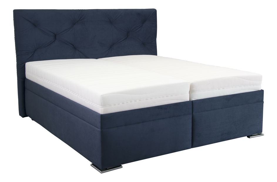 Manželská postel 180 cm Blanář Chicago (modrá) (s roštem a matrací NELLY PLUS)