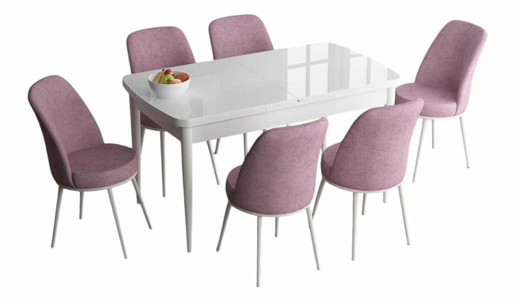 Jídelní set Hana (bílá + krémová) (pro 6 osob)