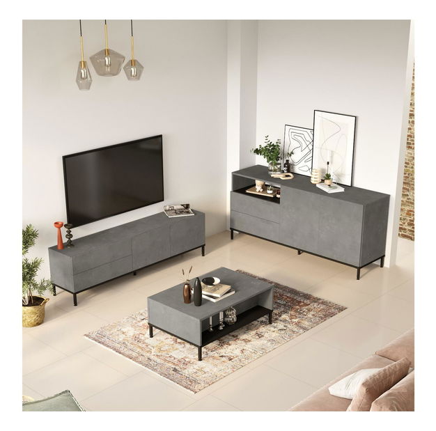 Sada nábytku do obývacího pokoje Levoretta 36 (šedá + černá)