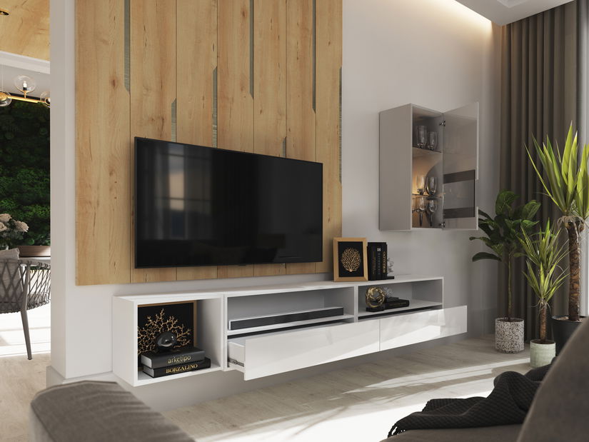 Obývací stěna Berny 42 (bílá + bílý lesk)