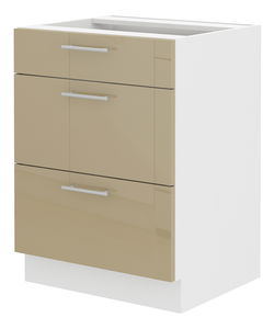 Dolní kuchyňská skříňka Lavera 60 D 3S BB (bílá + lesk cappucino)