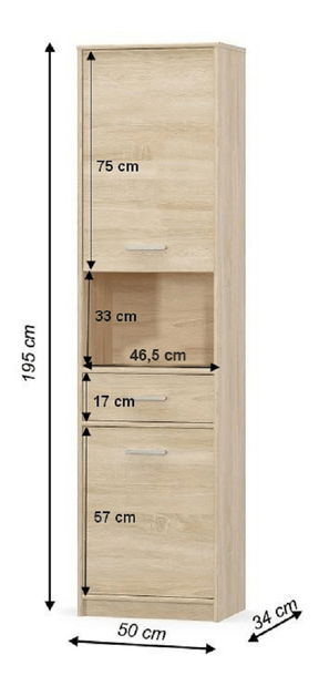 Policová skříň Thornham 2D1S