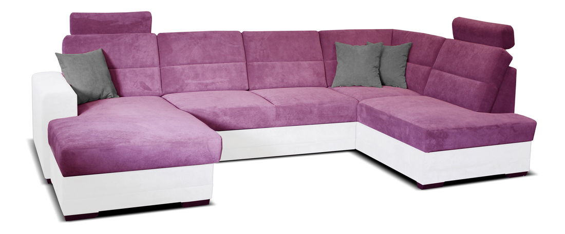 Rohová sedací souprava U Nelson L+2+LB (fialová + bílá) (L)