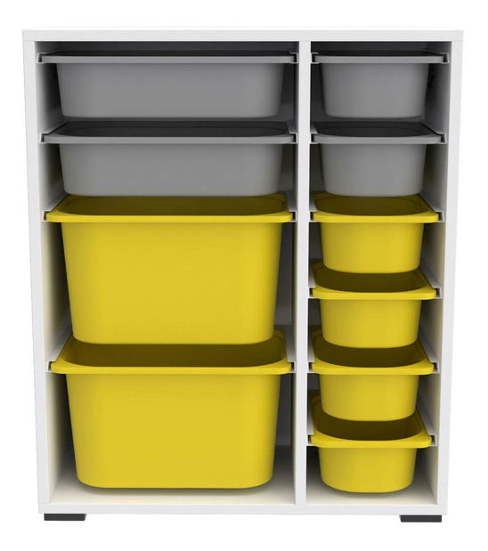 Organizér na hračky Dremonka 10 (bílá + šedá + žlutá)