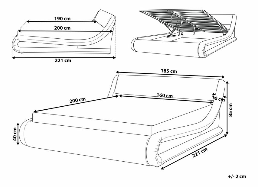 Manželská postel 160 cm AVENUE (s roštem a úl. prostorem) (černá)