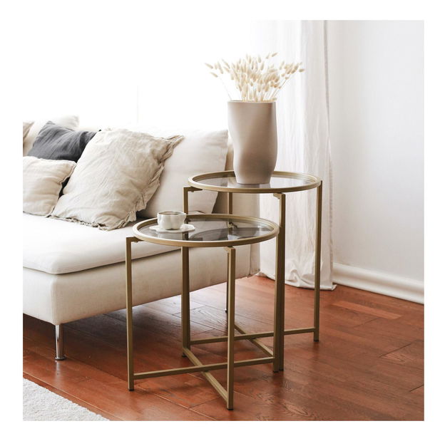 Set 2ks. konferenčních stolků Savet (zlatá + šedá)