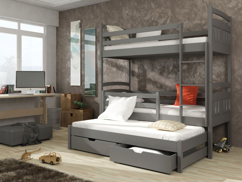 Dětská postel 90 cm IVA (s roštem a úl. prostorem) (grafit)