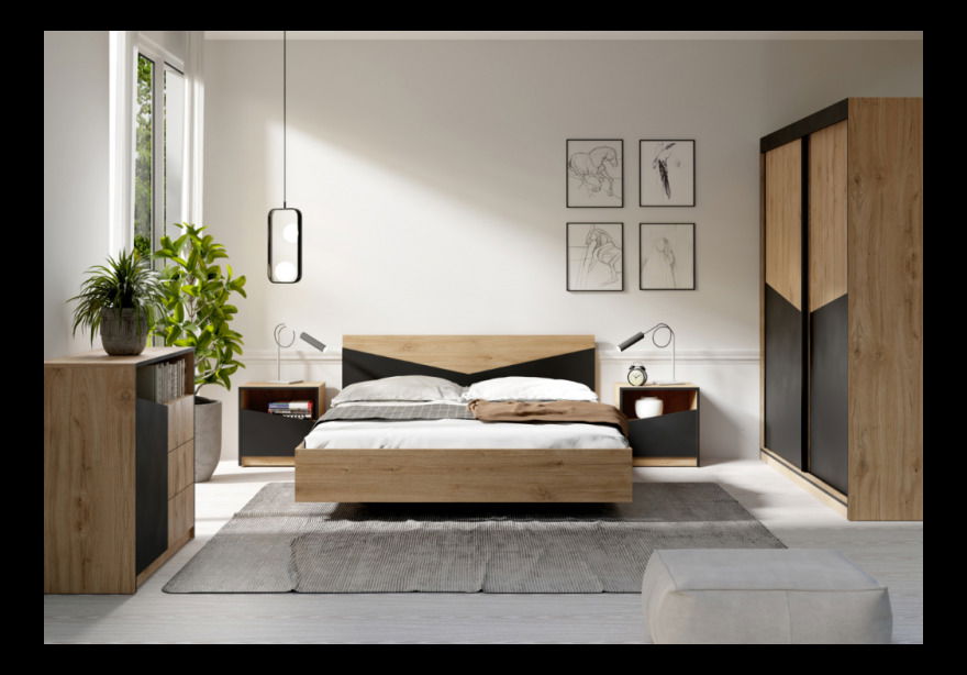 Komoda Avain 2 (dub + černá) (P)