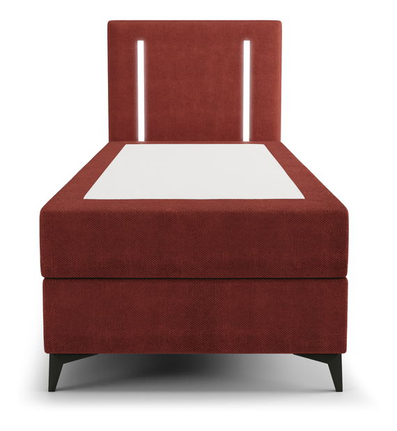 Jednolůžková postel 90 cm Ortega Comfort (červená) (s roštem a matrací, bez úl. prostoru) (s LED osvětlením)
