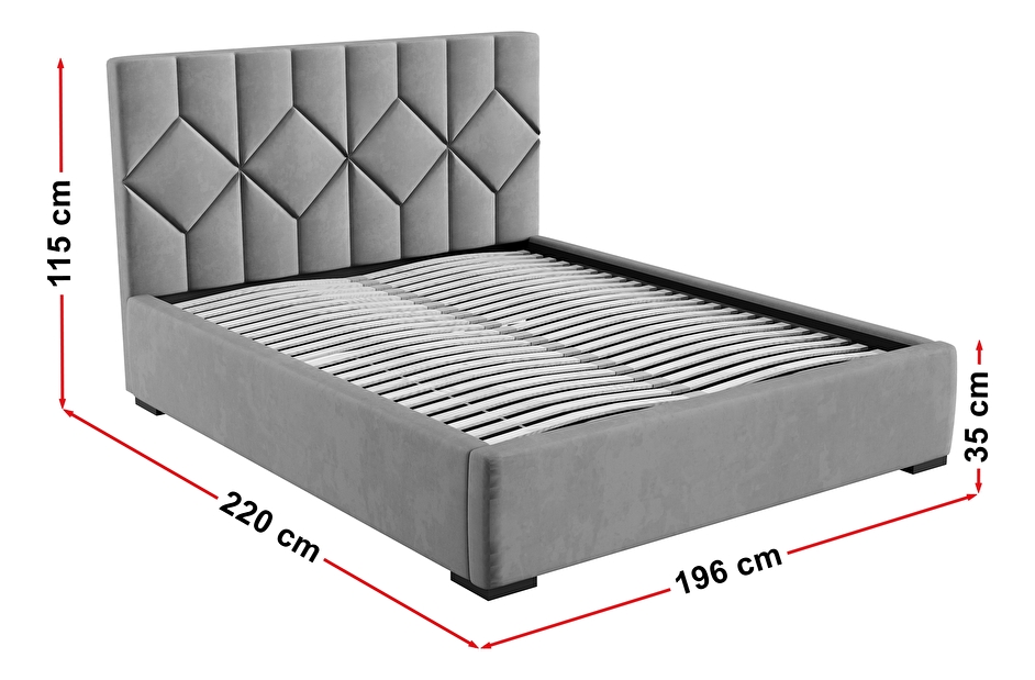 Čalouněná postel 180x200 cm Veggie 1 (šedá)