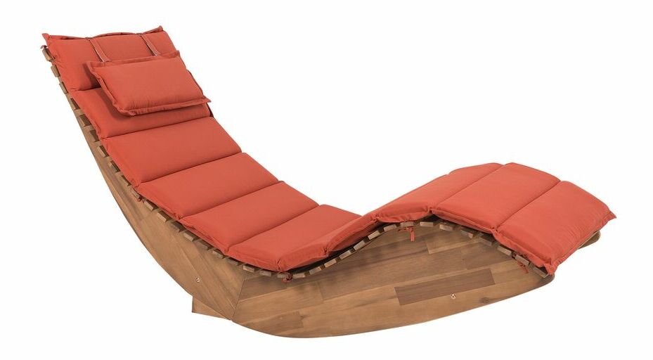 Zahradní lehátko Brest (světlé dřevo) (červený podsedák)