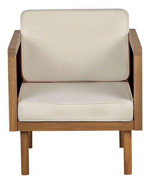 Zahradní křeslo s taburetkou Blas (světlé dřevo)