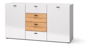 Komoda Marline (bílá + přírodní dřevo)