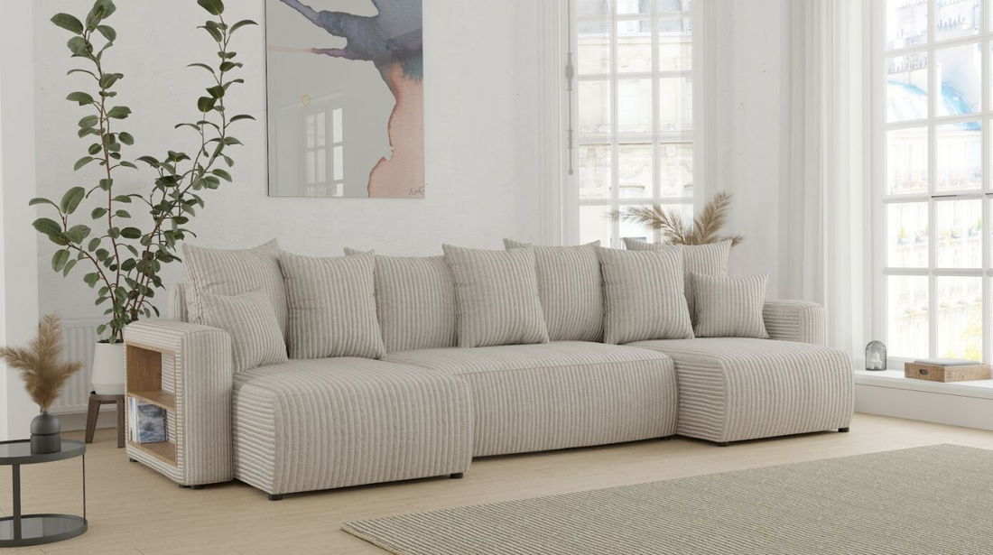 Rohová sedačka Solina U (mléčná) (P)