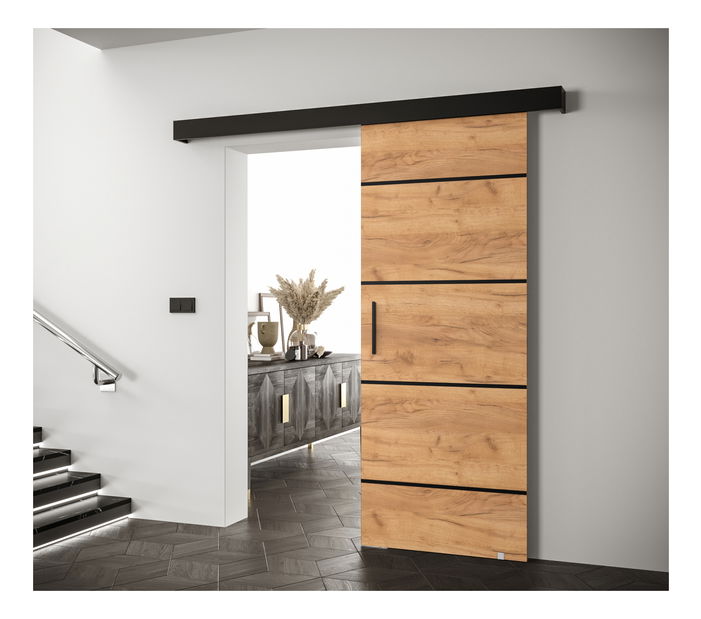 Posuvné dveře 90 cm Sharlene IV (craft zlatý + bílá matná + černá)