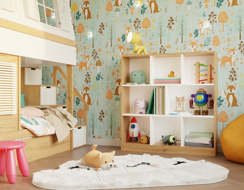 Regál Fragil 2 (dub artisan + bílá)