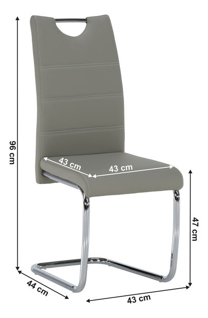 Jídelní židle Abalia New (světlešedá + chrom)