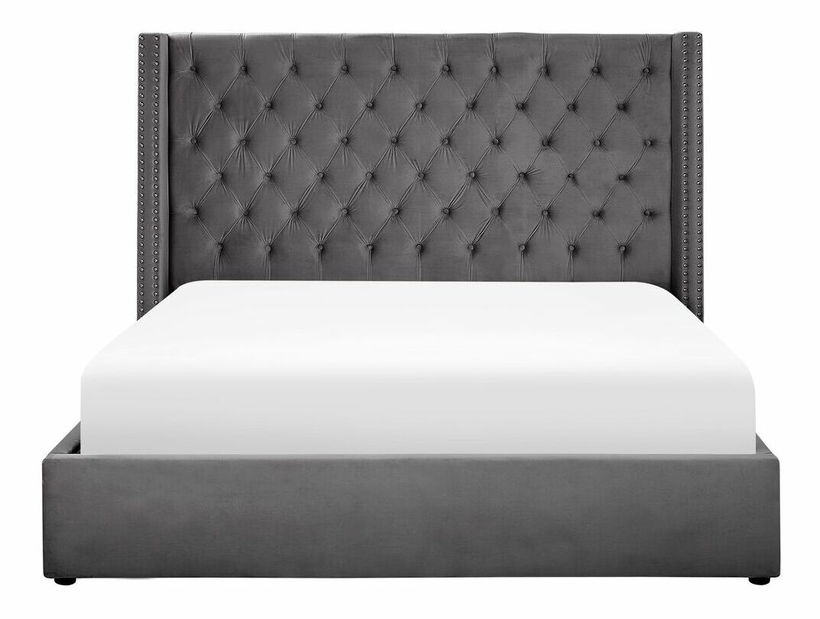 Manželská postel 180 cm LUBECK (polyester) (šedá) (s roštem)